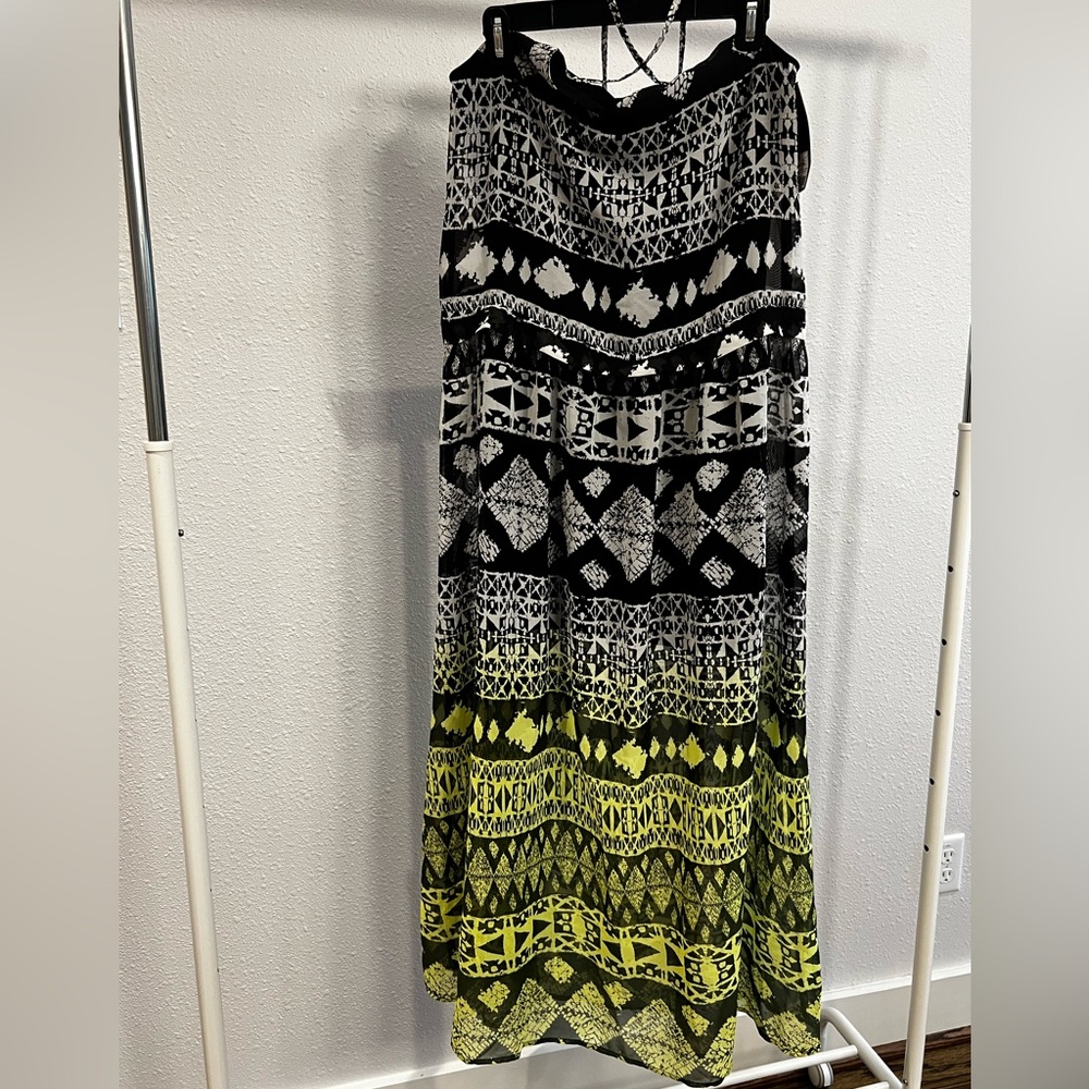 Patterned Black and Yellow Women's Skirt